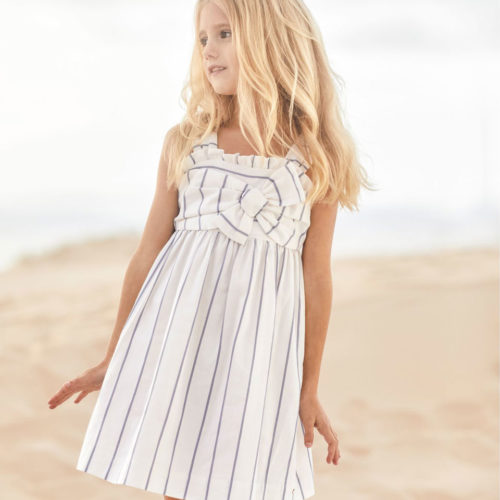 Tartine et chocolat pinafore dress indigo stripes