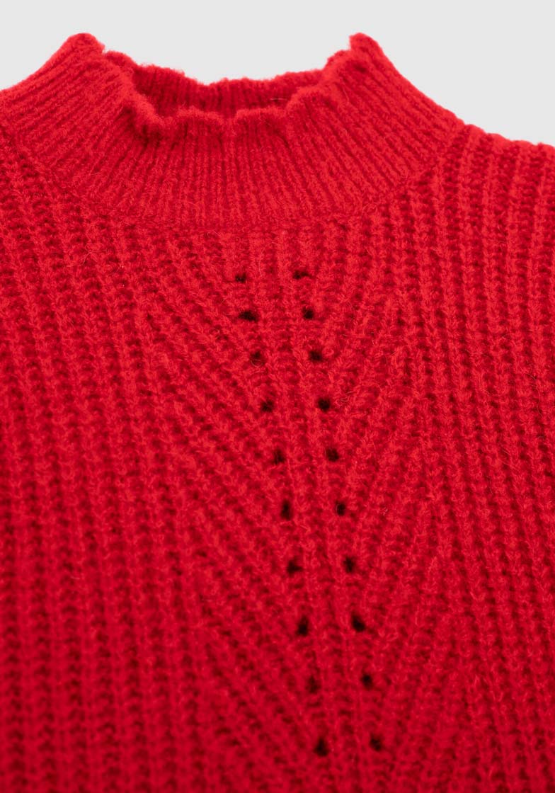 IKKS Girls Light Red Knit Sweater