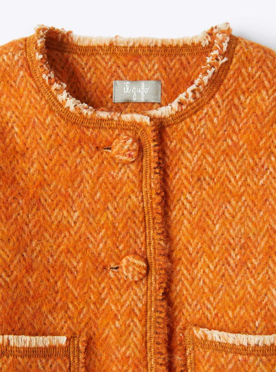 Il Gufo jacket orange herringbone A22GR183W0053